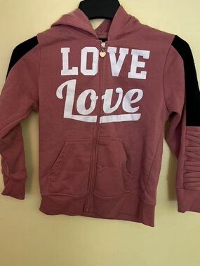 Love Brand Dusty Rose Zip-Up Hoodie with White Logo
